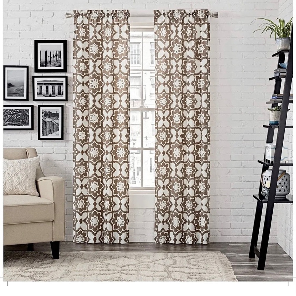 (4 Panels) Pairs To Go 84-in Cocoa Polyester Rod Pocket Panel Pair Set 2 Packs